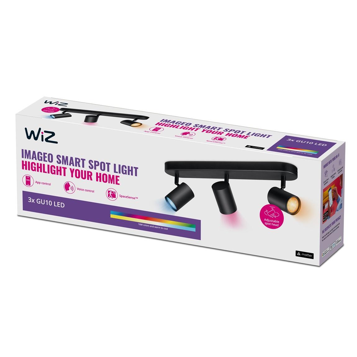 WiZ IMAGEO Spots Deckenleuchte Tunable Farbig 3x 5W - schwarz