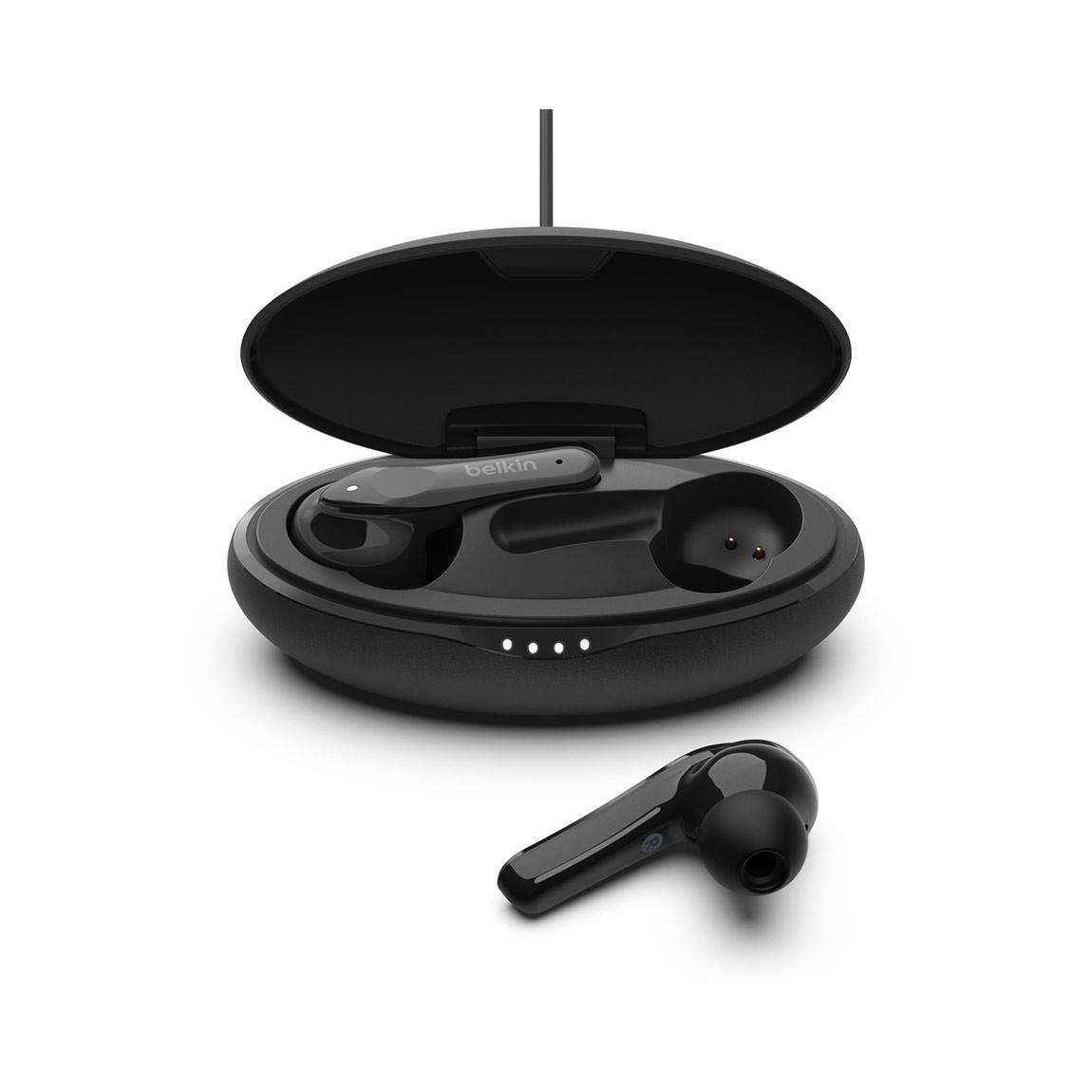 Belkin SOUNDFORM Move Plus - True Wireless Earbuds + kabelloses Ladecase + BoostCharge Drahtloses Ladegerät (10 W) - Ladecase