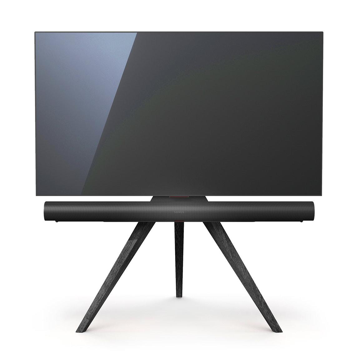 Spectral Art AX TV-Stand - Eiche schwarz mit Fernseher und Sonos Arc frontal