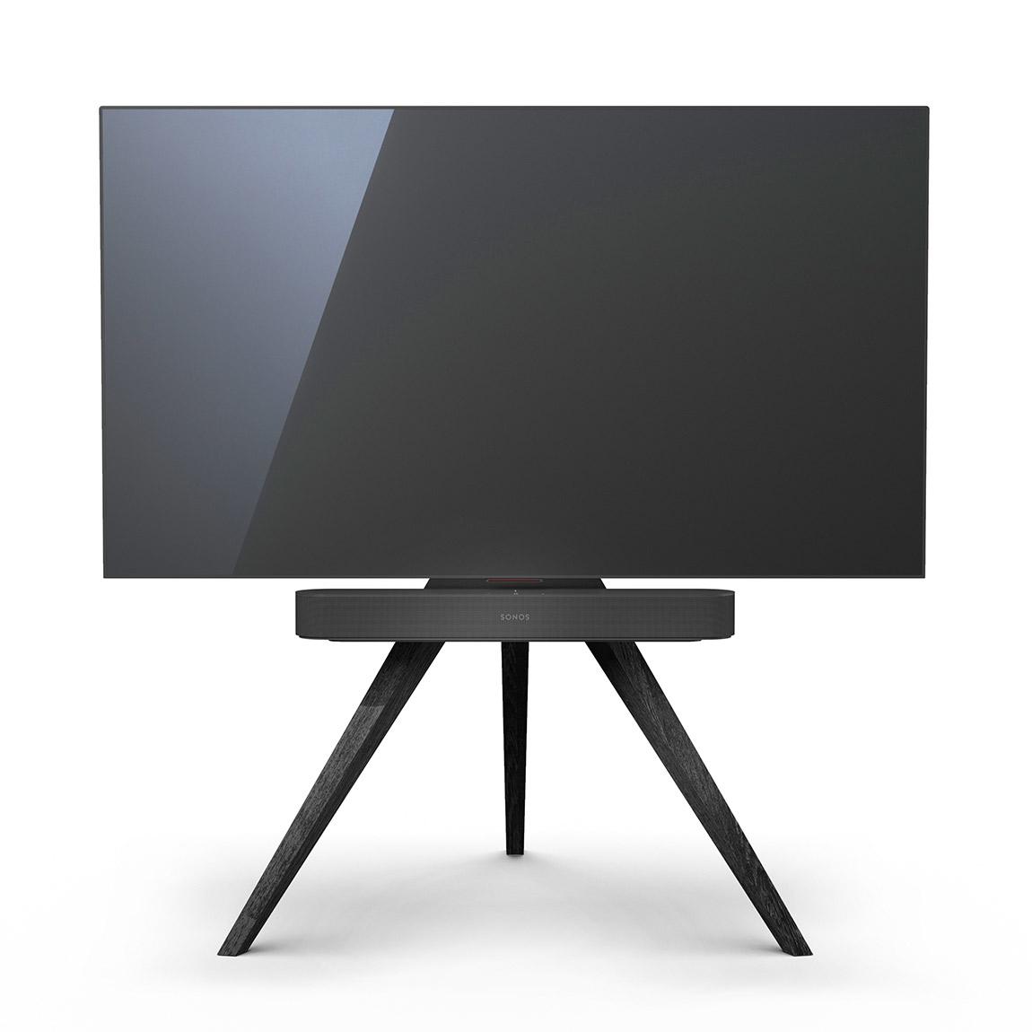 Spectral Art AX TV-Stand - Eiche schwarz mit Fernseher und Sonos Beam frontal