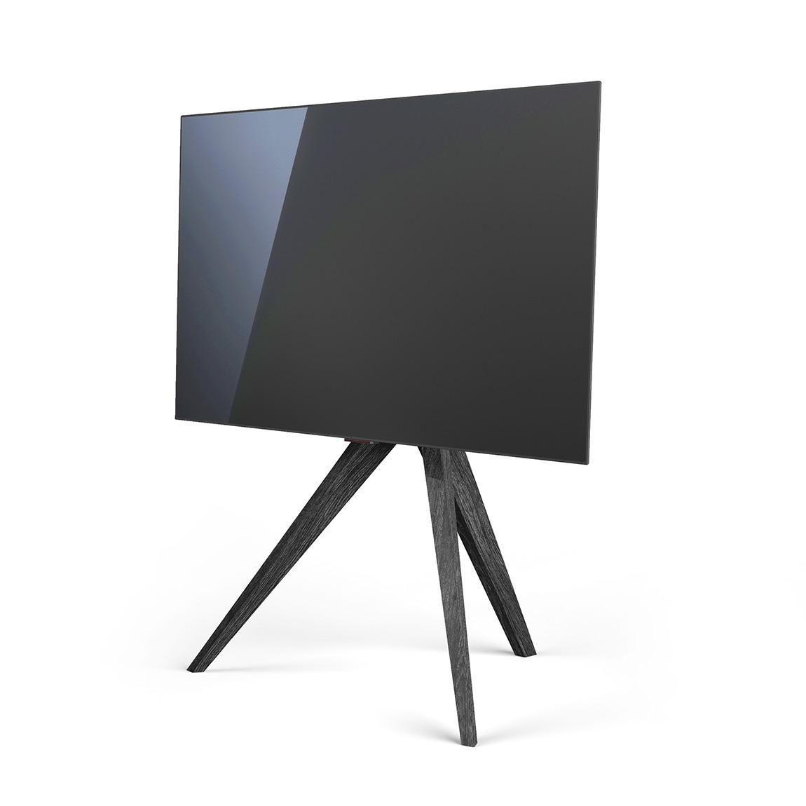 Spectral Art AX TV-Stand - Eiche schwarz mit Fernseher schräge Ansicht