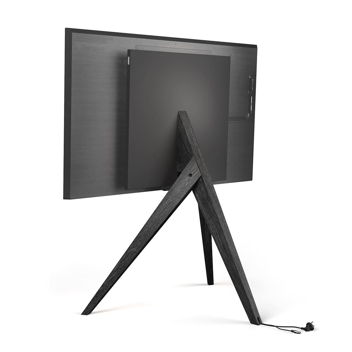 Spectral Art AX TV-Stand - Eiche schwarz mit Fernseher Ansicht von hinten