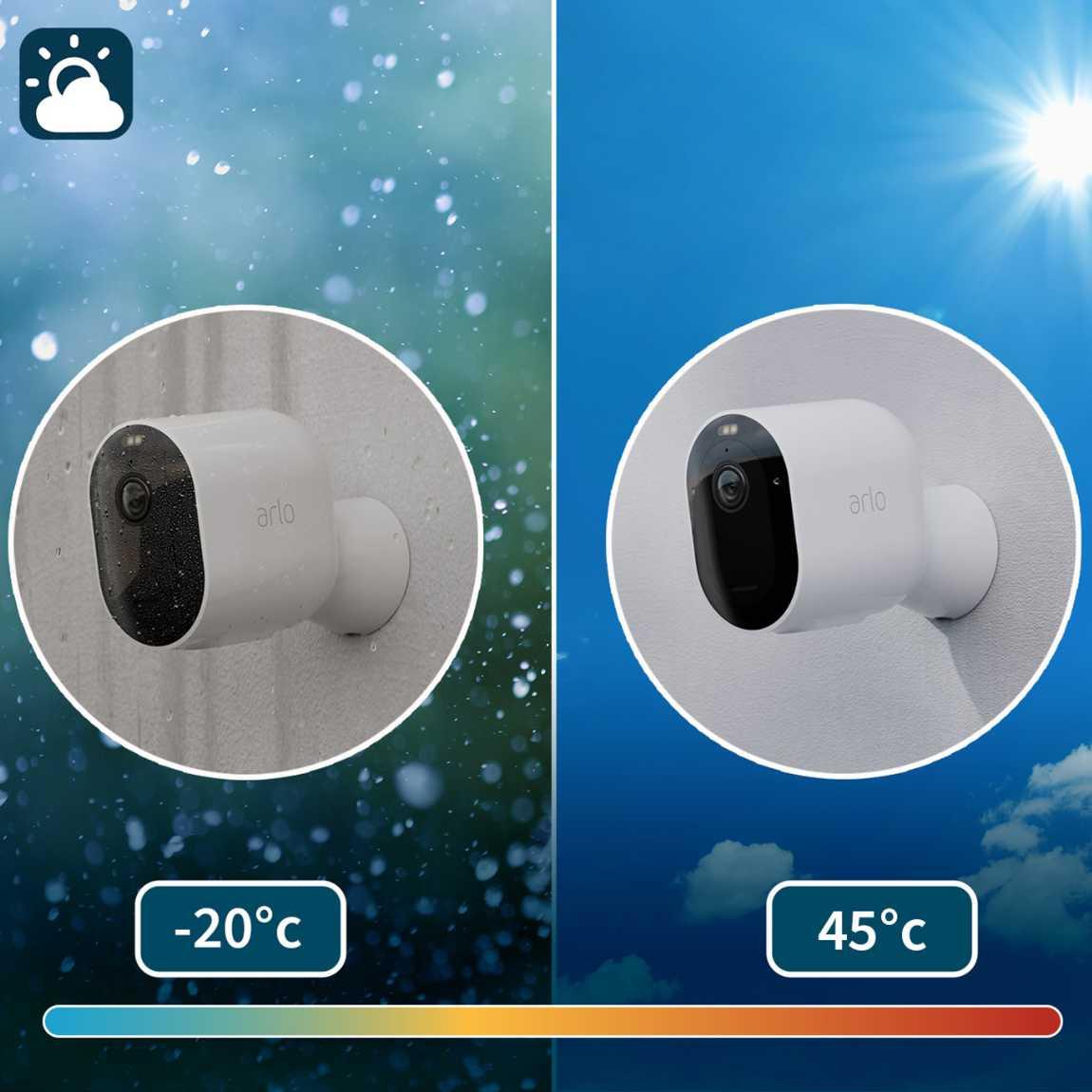 Arlo Pro 5 Spotlight Kamera 2er-Set – Kabellose Überwachungskamera - Weiß_Wetter