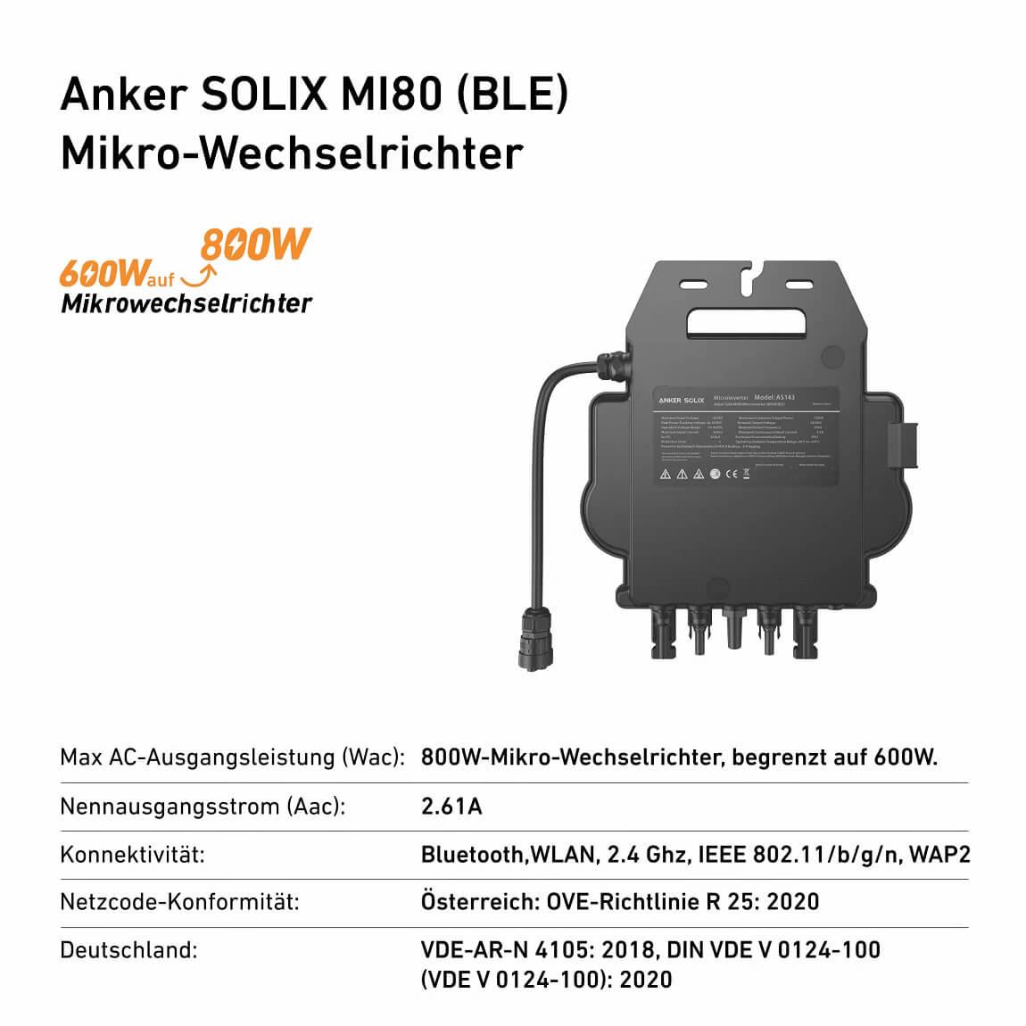 Anker SOLIX MI80 Mikro-Wechselrichter (600/800W) - Schwarz