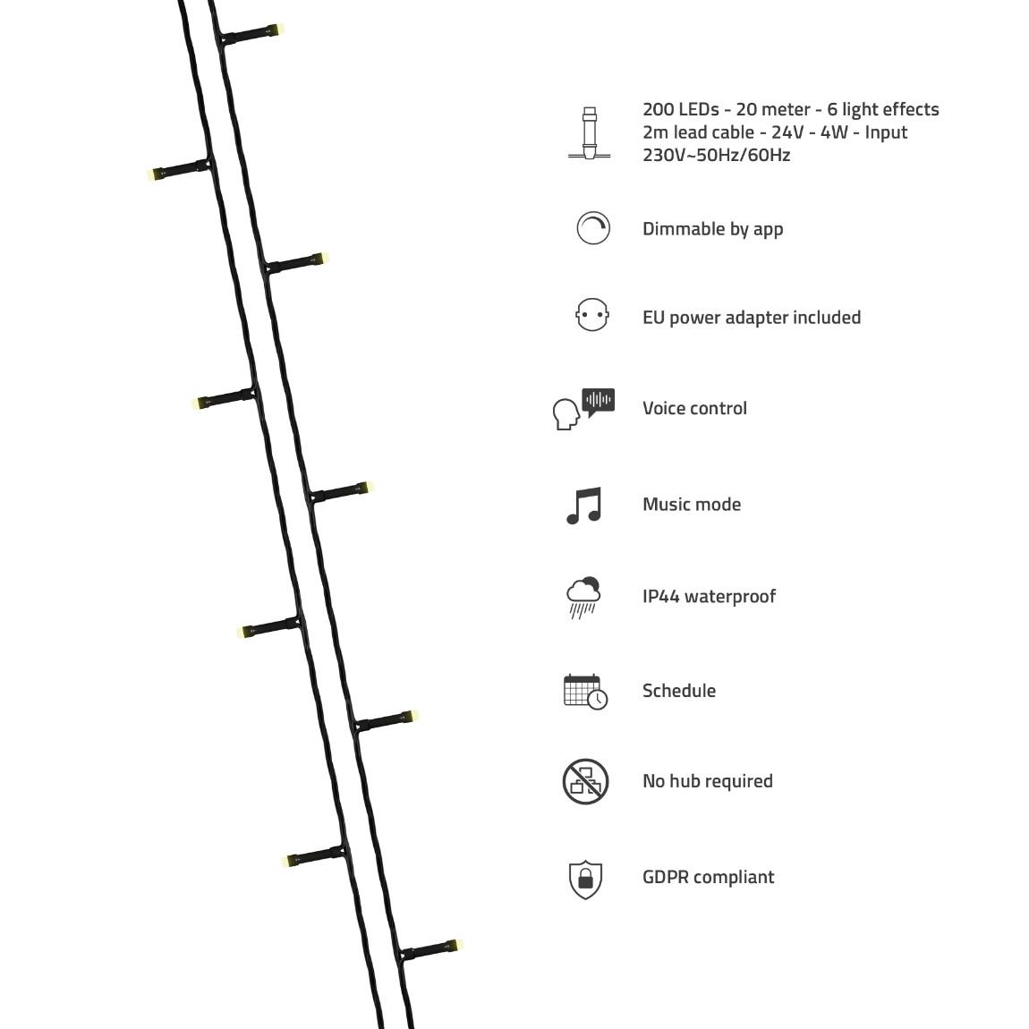 Hombli Smart Christmas Lights - 20m RGBW Lichterketter 