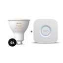 Philips Hue White Ambiance GU10 LED Lampe 400lm - 6er-Set + Bridge