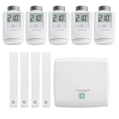 Homematic IP Access Point + Heizkörperthermostat 5er Set + Fenster- und Türkontakt – optisch 4er-Set