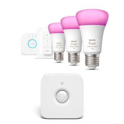 Philips Hue White & Color Ambiance E27 1100lm 3er Starter-Set + Bewegungsmelder