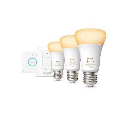 Philips Hue White Ambiance E27 1100lm Bluetooth Starter Kit - 3 Lampen, Bridge, Dimmschalter