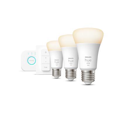 Philips Hue White E27 1100lm Bluetooth Starter Kit - 3 Lampen, Bridge, Dimmschalter