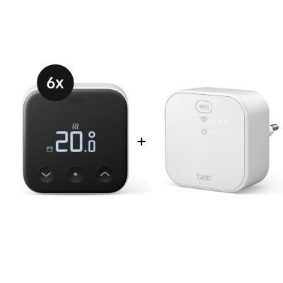 tado° Starter Kit mit Smartes Thermostat X für Fußbodenheizung und Einzelraumsteuerung - 6er-Set + Bridge