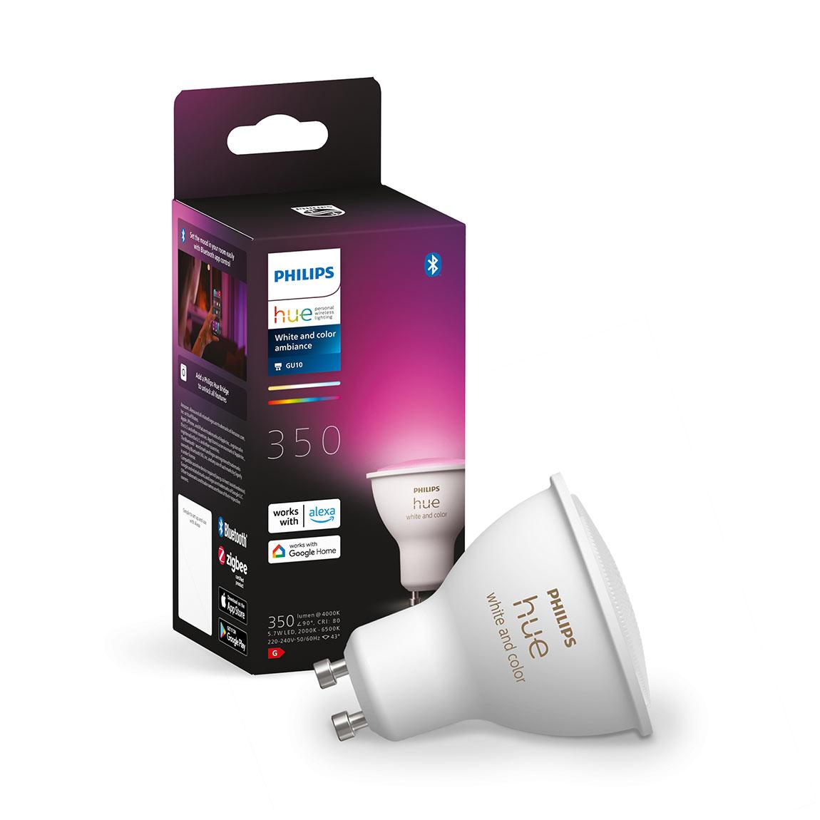 Philips Hue White & Color Ambiance GU10 Bluetooth 12er-Set - LED-Spot + Amazon Echo Show 5_verpackung