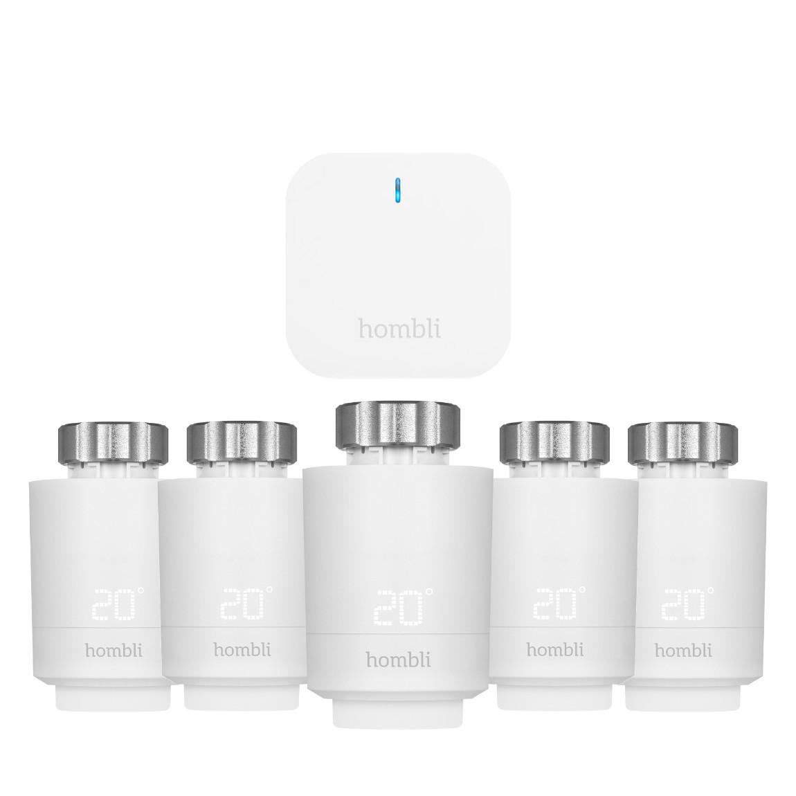 Hombli Smart Radiator Thermostat Starter-Kit mit 5 Heizkörperthermostaten & Bluetooth Bridge