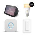 Philips Hue White Ambiance E27 1100lm 5er Starter-Set + Amazon Echo Show 5 Gen. 3