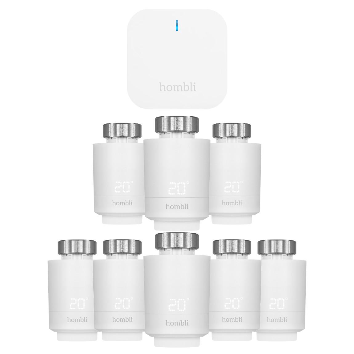 Hombli Smart Radiator Thermostat Starter-Kit mit 8 Heizkörperthermostaten & Bluetooth Bridge