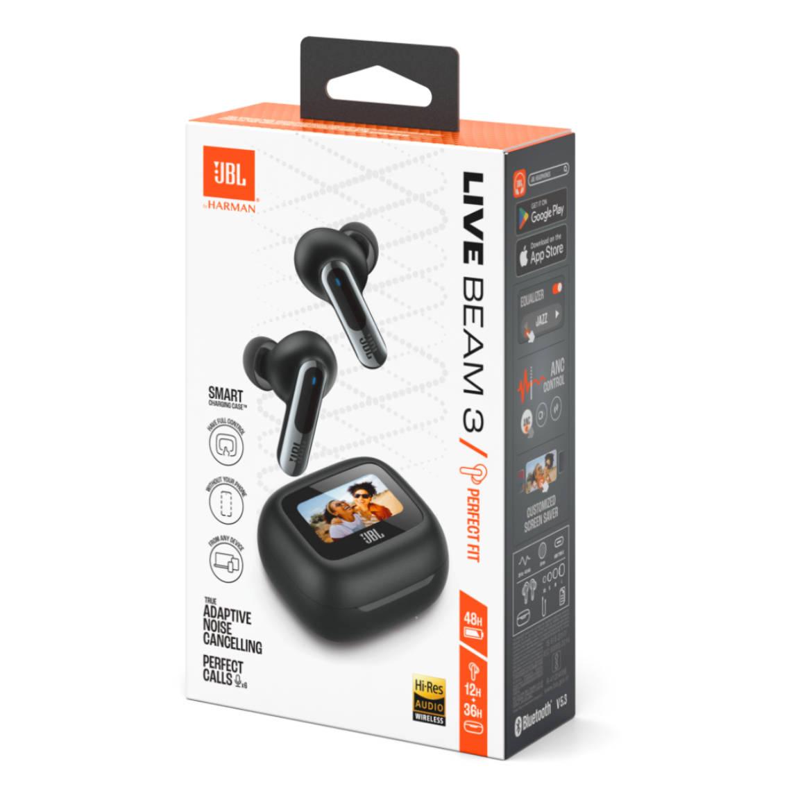 JBL Live Beam 3 - Kabelloser In-Ear Noise Cancelling Kopfhörer mit Smart Charging Case - Schwarz