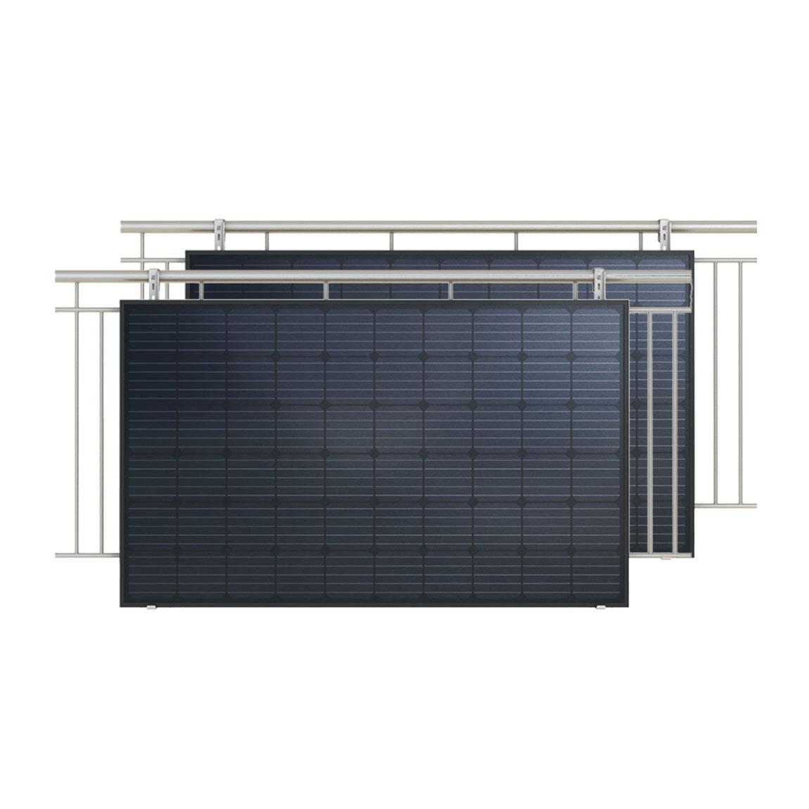 EET Solar LightMate Balkon Plus - Balkonkraftwerk mit Balkonhalterung (2x 430Wp) - Schwarz