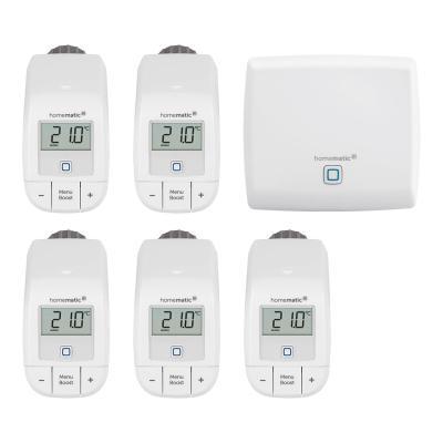 Homematic IP Starter Set Heizen mit 5 Heizkörperthermostaten Basic