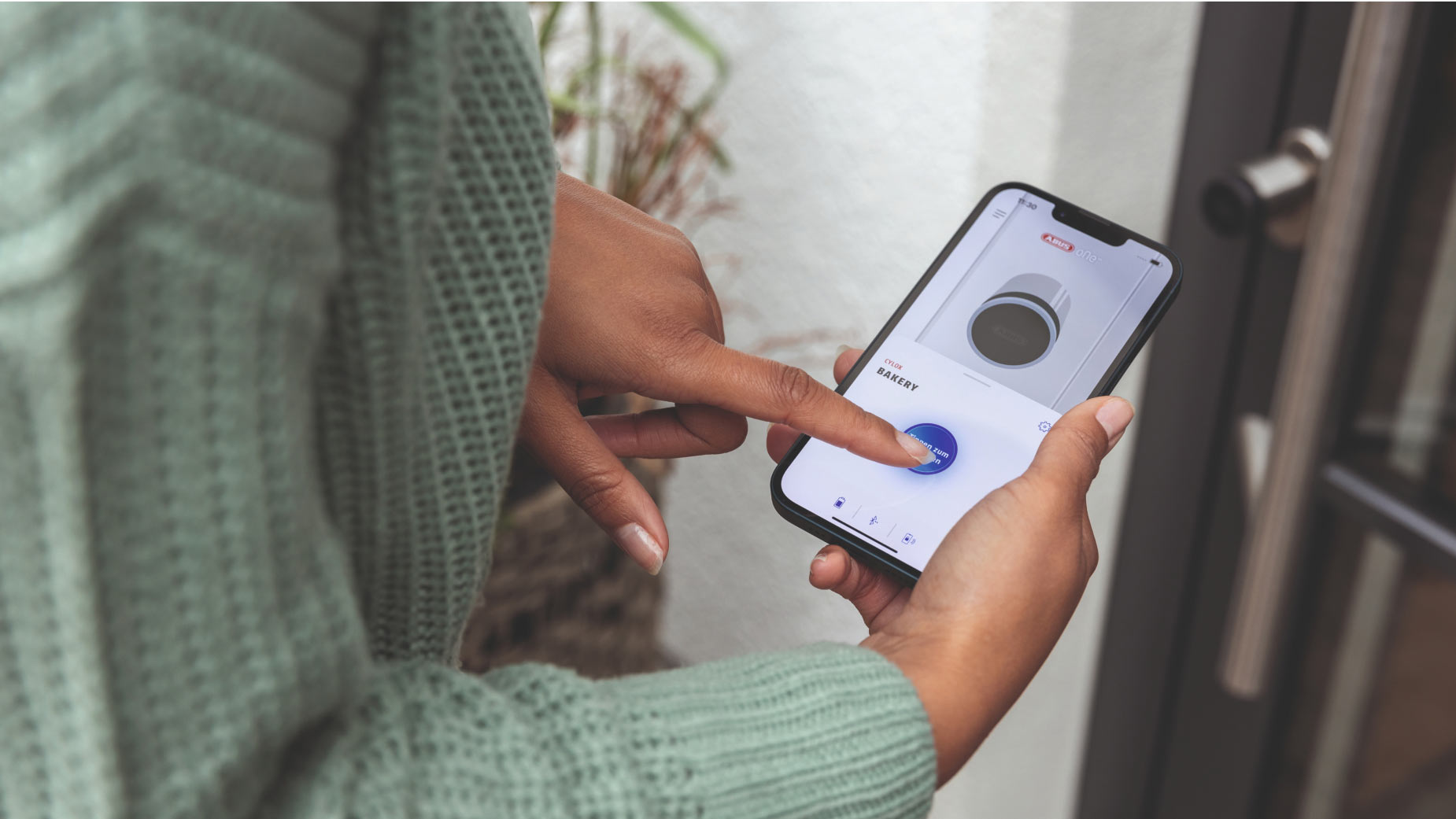 Abus Cylox One wird in der App auf dem Smartphone entriegelt