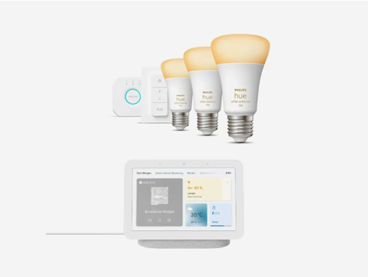 Philips Hue White Ambiance E27 1100lm Bluetooth Starter Kit + Google Nest Hub (2. Generation)